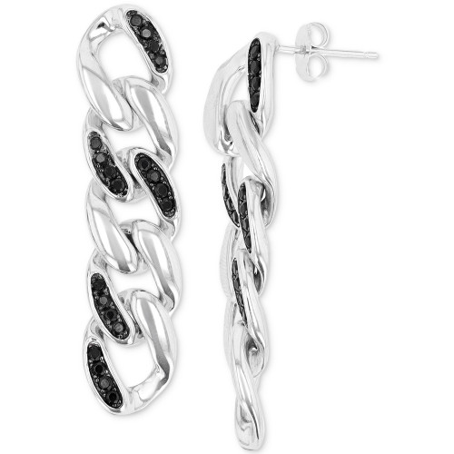 Black Spinel Chain Link Drop Earrings (1/2 ct. t.w.) in Sterling Silver