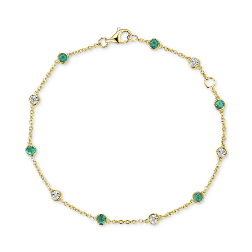 Ruby (5/8 ct. t.w.) & Diamond Accent Bezel Link Bracelet in 14k White Gold (Also in Sapphire & Emerald)