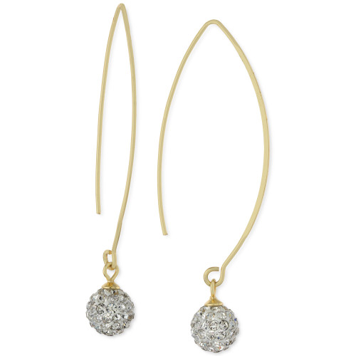 Crystal Pavé Ball Wire Threader Earrings in 14k Gold-Plated Sterling Silver, Created for Macy's