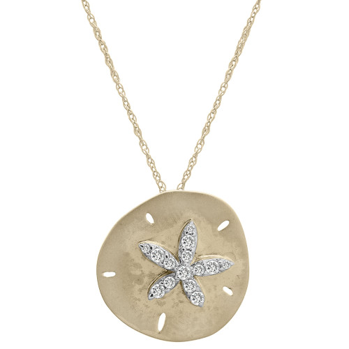 Diamond Starfish Sand Dollar Pendant Necklace (1/6 ct. t.w.) in 10k Gold, 16" + 2" extender, Created for Macy's