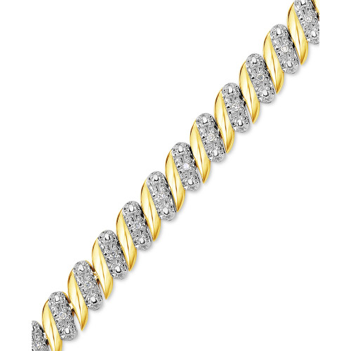 Diamond (1/4 ct. t.w.) Zig Zag Bracelet in 14k Gold-Plated Sterling Silver