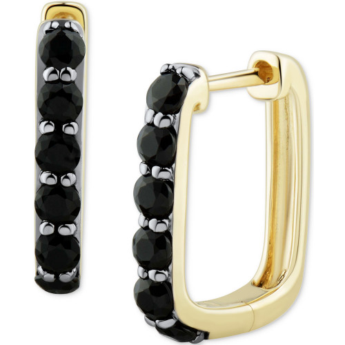 Onyx Square Hoop Earrings in 14k Gold