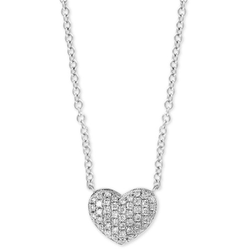 EFFY® Diamond Pavé Heart 18" Pendant Necklace (1/8 ct. t.w.) in Sterling Silver or 14k Gold-Plated Sterling Silver