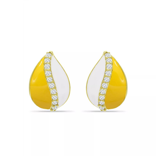 Cubic Teardrop Huggie Hoop Earrings, Sterling Silver or 18K Gold over Silver