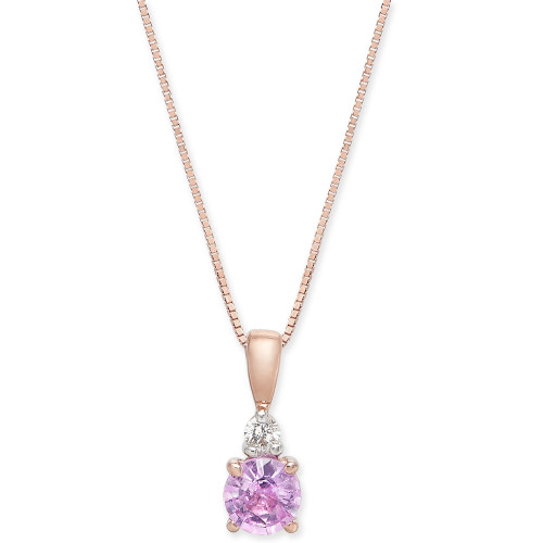 Pink Sapphire (1/2 ct. t.w.) & Diamond Accent 18" Pendant Necklace in 14k Rose Gold