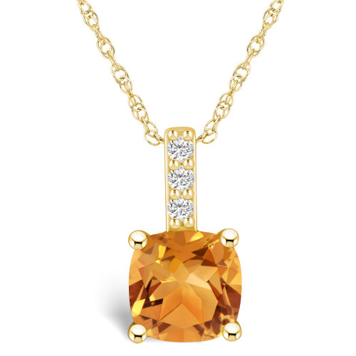Citrine (2 Ct. T.W.) and Diamond Accent Pendant Necklace in 14K Yellow Gold