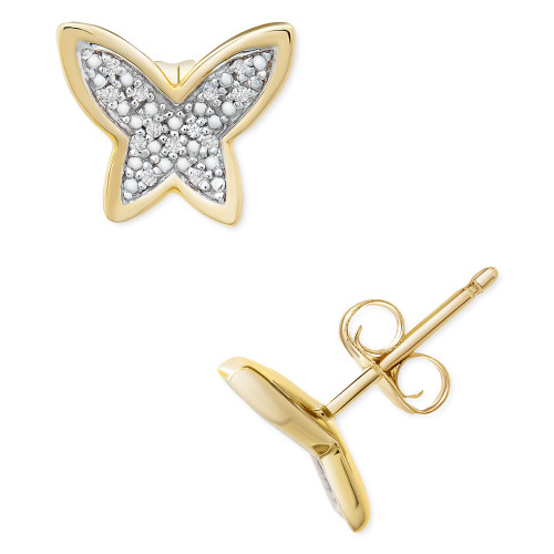 Diamond Butterfly Stud Earrings (1/20 ct. t.w.) in 14k Gold, Created for Macy's