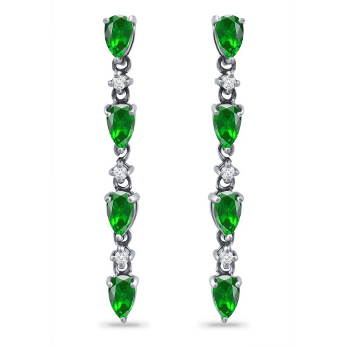 Created Green Quartz and Cubic Zirconia Linear Drop Earrings