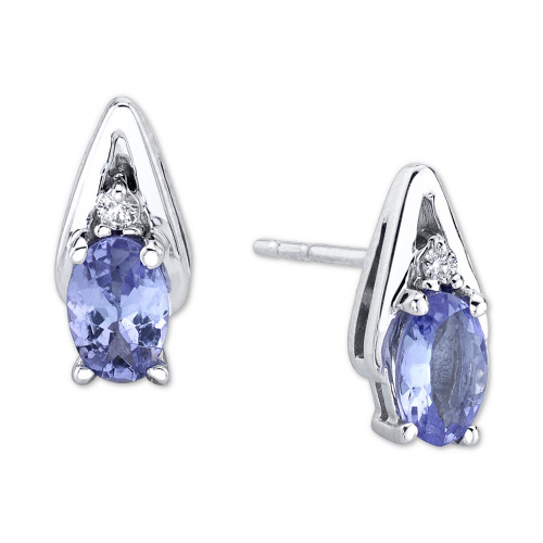 Tanzanite (5/8 ct. t.w.) & Diamond Accent Stud Earrings in 14k White Gold