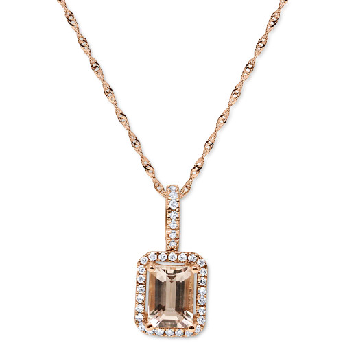 Morganite (7/8 ct. t.w.) & Diamond (1/4 ct. t.w.) 18" Pendant Necklace in 14k Rose Gold