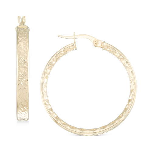 Textured Small Hoop Earrings in 10k Gold