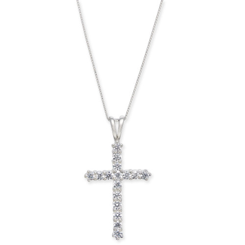 Diamond Cross 18" Pendant Necklace (1 ct. t.w.) in 14k White Gold
