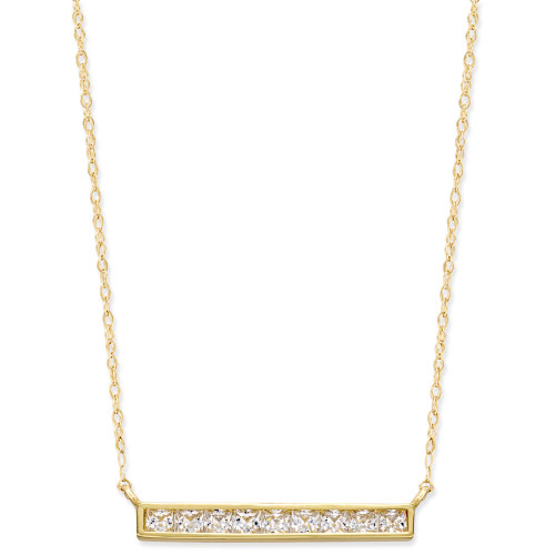 Cubic Zirconia Bar Pendant Necklace in 10k Gold