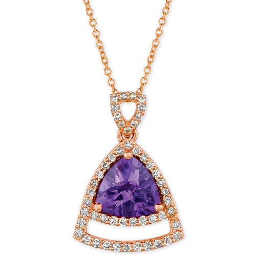 Grape Amethyst (1-5/8 ct. t.w.) & Vanilla Diamond (1/3 ct. t.w.) 18" Pendant Necklace in 14k Rose Gold