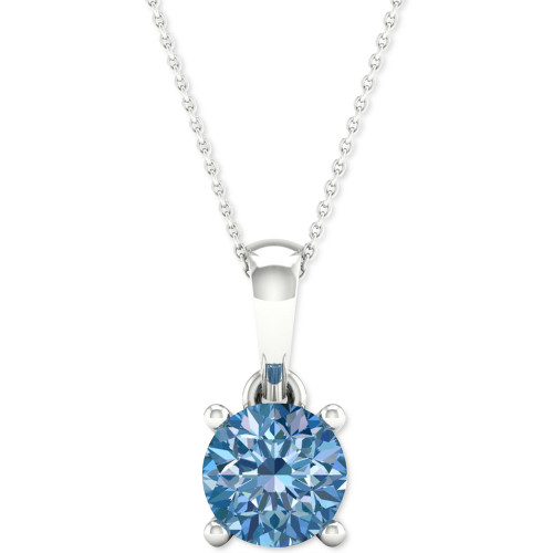 Lab-Created Blue Diamond Solitaire 18" Pendant Necklace (1/3 ct. t.w.) in Sterling Silver