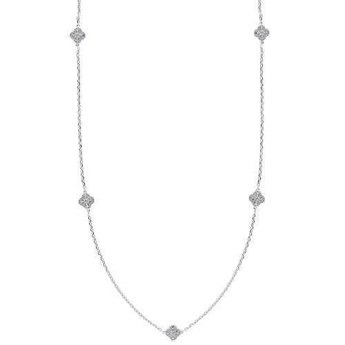 EFFY® Diamond Clover 18" Statement Necklace (1/4 ct. t.w.) in Sterling Silver