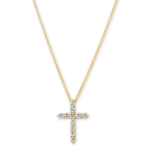 Diamond Cross Pendant Necklace (1/3 ct. t.w.) in 14k Gold, 16" + 2" Extender