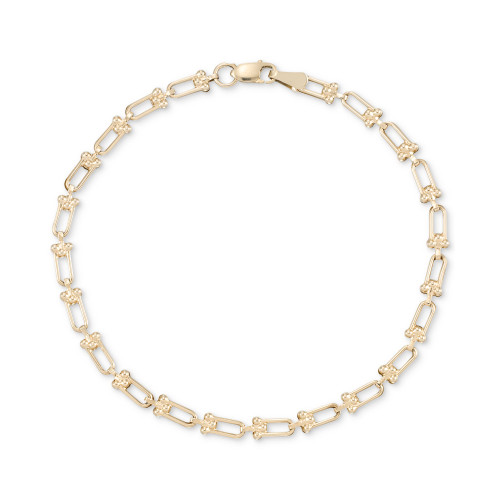 Polished Horseshoe Link Chain Bracelet in 10k Gold
