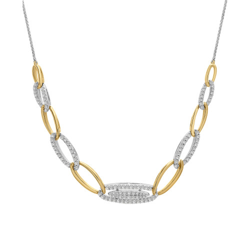 Diamond Chain Link Statement Necklace (1 ct. t.w.) in Sterling Silver & 14k Gold-Plate, 16" + 4" extender, Created for Macy's
