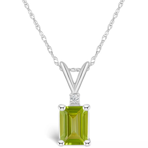 Peridot (1-1/10 ct. t.w.) and Diamond Accent Pendant Necklace in 14K Yellow Gold or 14K White Gold