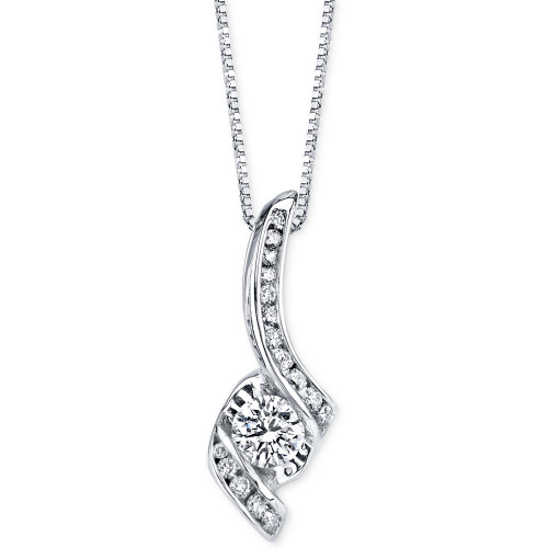 Diamond Pendant Necklace (3/8 ct. t.w.) in 14k White Gold