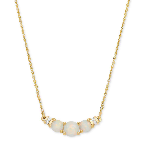 Opal (5/8 ct. t.w.) & Diamond Accent 18" Collar Necklace in 14k Gold