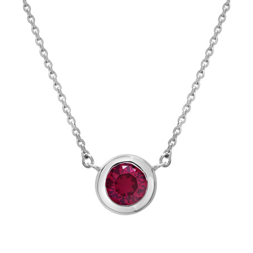 Lab-Created Ruby Bezel 18" Pendant Necklace (5/8 ct. t.w.) in 10K White Gold