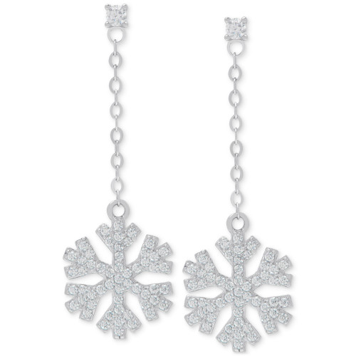 Lab-Created White Sapphire Snowflake Drop Earrings (1-1/10 ct. t.w.) in Sterling Silver