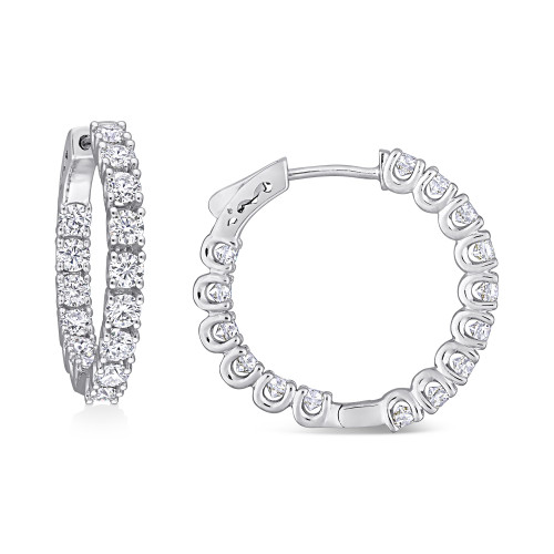 Lab-Created Moissanite In & Out Small Hoop Earrings (3 ct. t.w.) in Sterling Silver, 1"