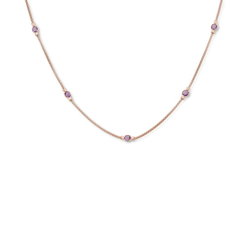 Amethyst Station Collar Necklace (1-3/8 ct. t.w.) in 14k Rose Gold-Plated Sterling Silver, 18" + 2" extender (Also in Citrine)