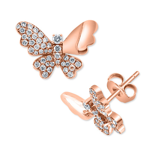 EFFY® Diamond Butterfly Stud Earrings (1/2 ct. t.w.) in 14k Rose Gold