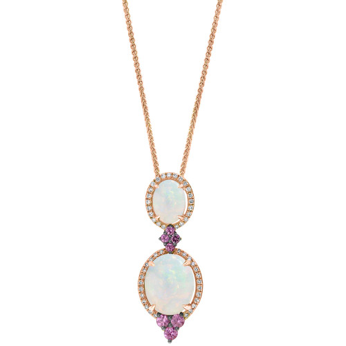Multi-Gemstone (2-7/8 ct. t.w.) & Diamond (1/5 ct. t.w.) Double Drop 18" Pendant Necklace in 14k Rose Gold