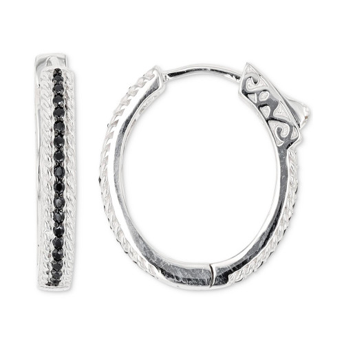 Black Spinel Hoop Earrings (1/2 ct. t.w.) in Sterling Silver