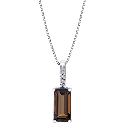 Smoky Quartz (3-1/5 ct. t.w.) & Diamond (1/20 ct. t.w.) 18" Pendant Necklace in Sterling Silver