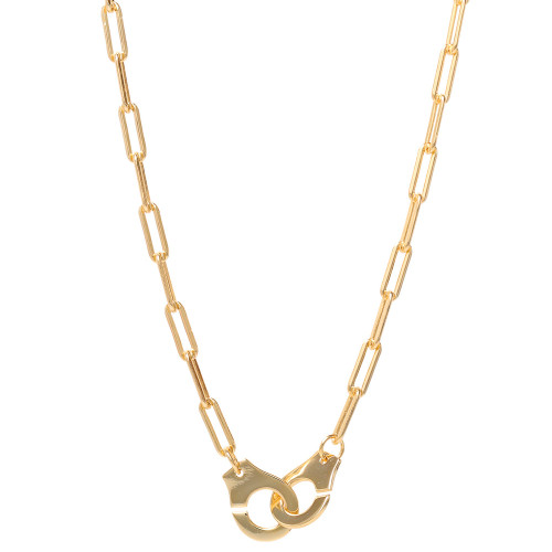 Handcuff Paperclip Link Pendant Necklace in 18k Gold-Plated Sterling Silver, 16" + 2" extender, Created for Macy's