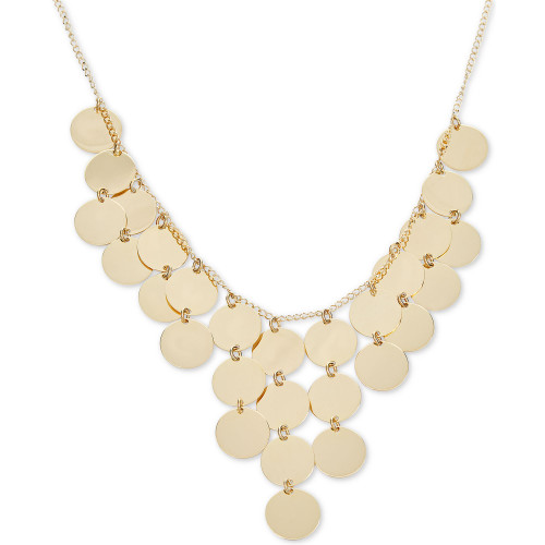 Multi-Disc Dangle Disc Statement Necklace in 14k Gold-Plated Sterling Silver, 15-3/4" + 2" extender