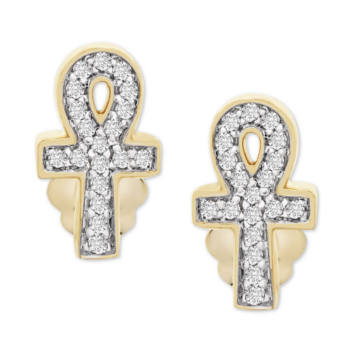 Diamond Ankh Stud Earrings (1/10 ct. t.w.) in 14k Gold, Created for Macy's