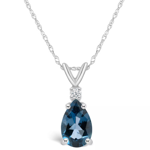 London Blue Topaz (1 ct. t.w.) and Diamond Accent Pendant Necklace in 14K Yellow Gold or 14K White Gold