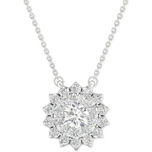 Lab Grown Diamond Sunburst 18" Pendant Necklace (1/2 ct. t.w.) in Sterling Silver