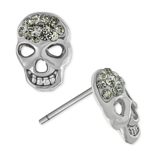 Crystal Sugar Skull Stud Earrings in Sterling Silver, Created for Macy's