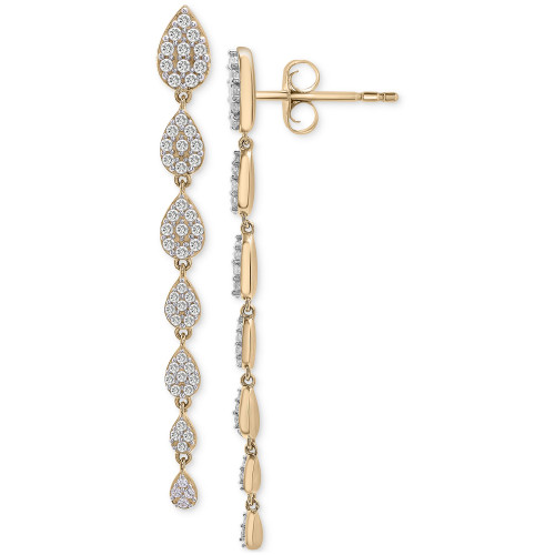 Diamond Cluster Linear Drop Earrings (1 ct. t.w.) in 14k Gold, Created for Macy's