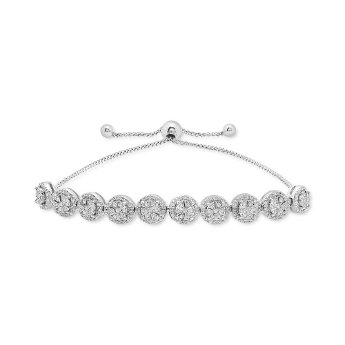 Diamond Round Clusters Bolo Bracelet (1/2 ct. t.w.) in Sterling Silver