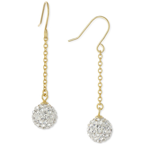 Crystal Pavé Ball Chain Drop Earrings in 14k Gold-Plated Sterling Silver, Created for Macy's