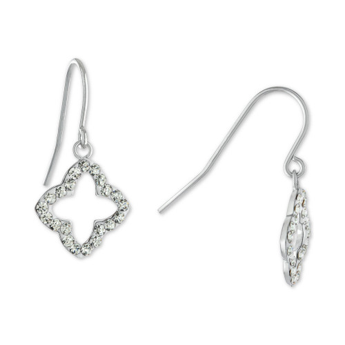 Crystal Quatrefoil Drop Earrings in Sterling Silver, Created for Macy's