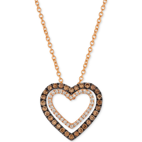 Chocolatier® Diamond Heart Pendant Necklace (1/3 ct. t.w.) in 14k Rose Gold