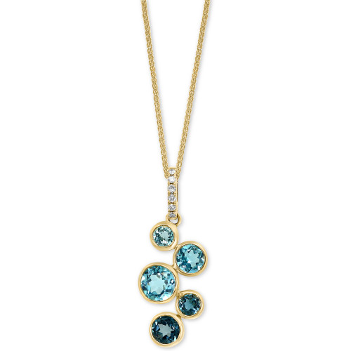London Blue Topaz (1-3/8 ct. t.w.) & Diamond (1/20 ct. t.w.) 18" Pendant Necklace in 14k Gold