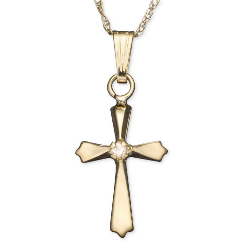 Children's 14k Gold Pendant, Diamond Accent Cross