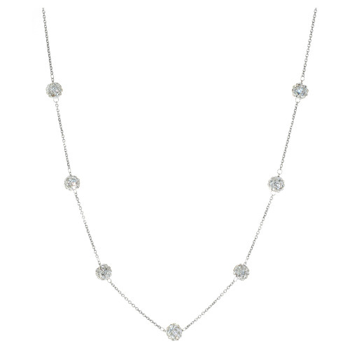 Crystal Ball 18" Statement Necklace in Sterling Silver, Created for Macy's