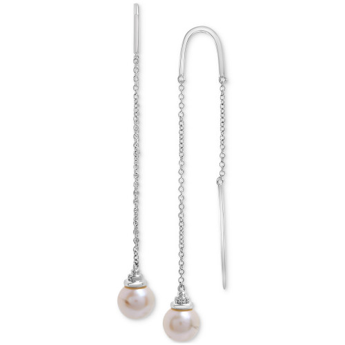 Cultured Freshwater Pearl (8mm) Threader Earrings in Sterling Silver