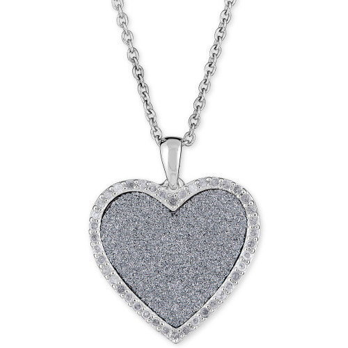 Diamond Glitter Heart 18" Pendant Necklace (1/4 ct. t.w.) in Sterling Silver